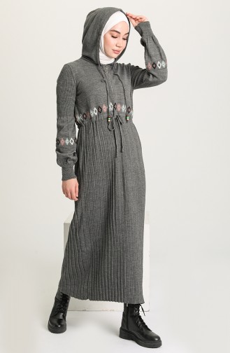 Grau Hijab Kleider 8255-03