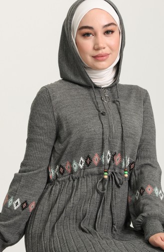 Gray Hijab Dress 8255-03