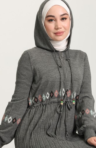 Grau Hijab Kleider 8255-03