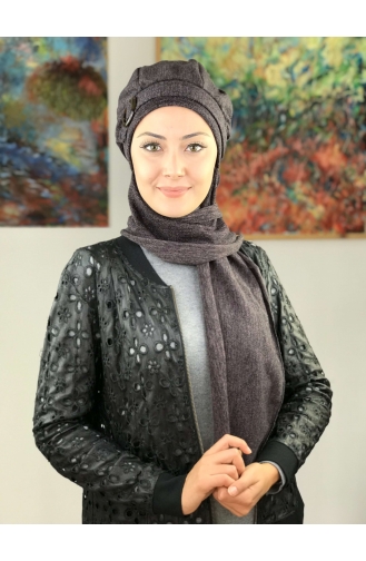 Çarkıfelek Kırçıllı Tokalı Atkılı Bere 10AB12EKM-01 Orta Mor