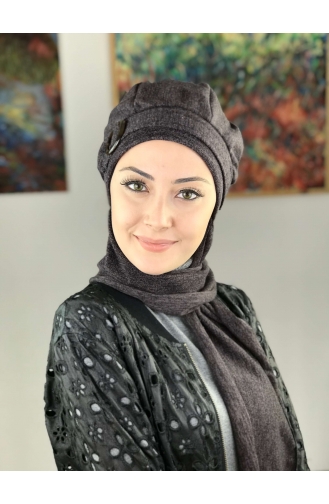 Çarkıfelek Kırçıllı Tokalı Atkılı Bere 10AB12EKM-01 Orta Mor