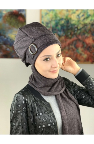 Çarkıfelek Kırçıllı Tokalı Atkılı Bere 10AB12EKM-01 Orta Mor