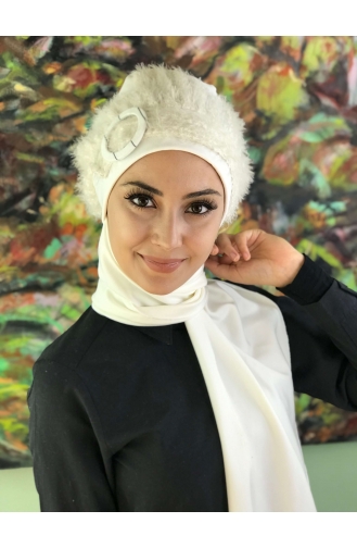 Kartopu Model Tesettür Atkılı Tokalı Şal BRŞL21EY13-01 Beyaz