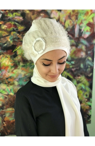 Kartopu Model Tesettür Atkılı Tokalı Şal BRŞL21EY13-01 Beyaz