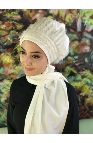 Kartopu Model Tesettür Atkılı Tokalı Şal BRŞL21EY13-01 Beyaz