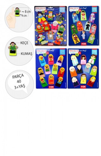 4 Set 40 Parça Tox Masal Kahramanları Aile Bireyleri Meslekler Ve Emojiler Parmak Kukla T225 T106 T75 2 T76 2 T040300306