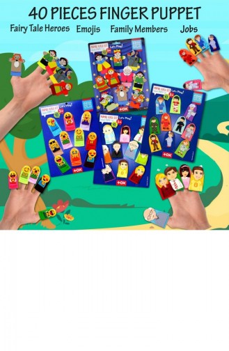 4 Set 40 Parça Tox Masal Kahramanları Aile Bireyleri Meslekler Ve Emojiler Parmak Kukla T225 T106 T75 2 T76 2 T040300306