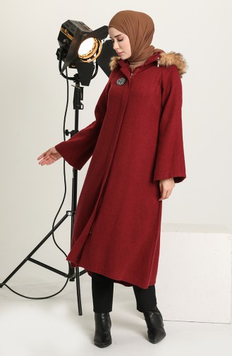 Brooched Cachet Coat 611571-04 Claret Red 611571-04