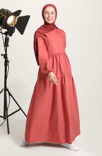 Robe Hijab Rose Pâle Foncé 1687-01