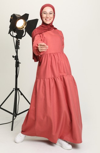 Robe Hijab Rose Pâle Foncé 1687-01