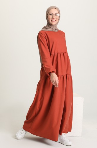 Ziegelrot Hijab Kleider 1687-03