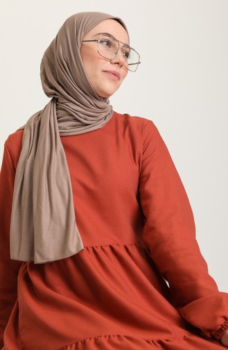 Ziegelrot Hijab Kleider 1687-03