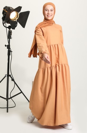 Camel Hijab Dress 1687A-01