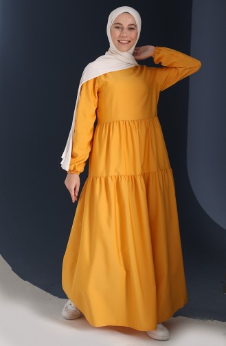 Mustard Hijab Dress 1687B-01