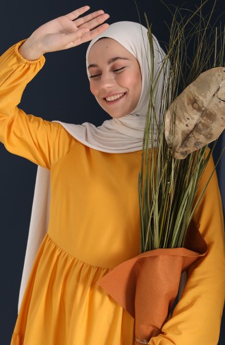 Senf Hijab Kleider 1687B-01