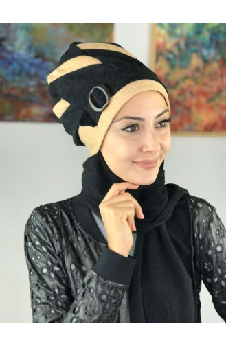 Schwarz Praktischer Turban 37AB12EKM-01