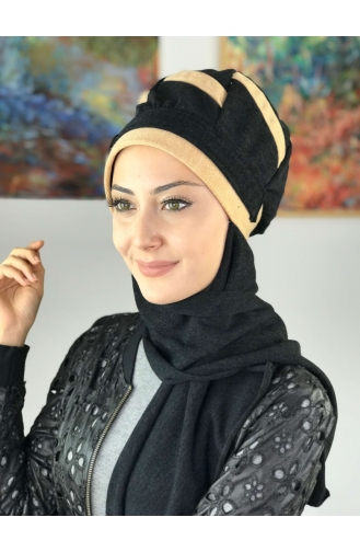 Schwarz Praktischer Turban 37AB12EKM-01