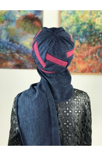 Navy Blue Ready to wear Turban 26AŞ12EKM-01