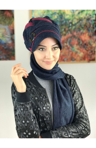 Dunkelblau Praktischer Turban 26AŞ12EKM-01