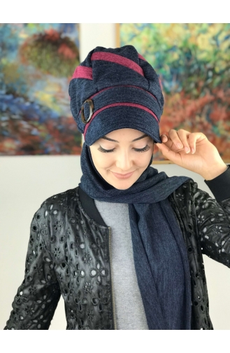 Dunkelblau Praktischer Turban 26AŞ12EKM-01