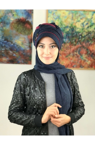 Dunkelblau Praktischer Turban 26AŞ12EKM-01