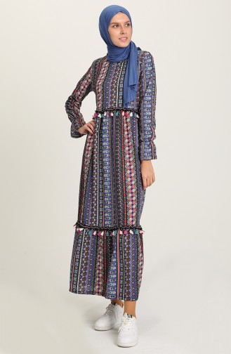 Indigo Hijab Dress 7022-01
