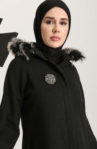 Manteau Cousu Avec Broche 611571-01 Noir 611571-01