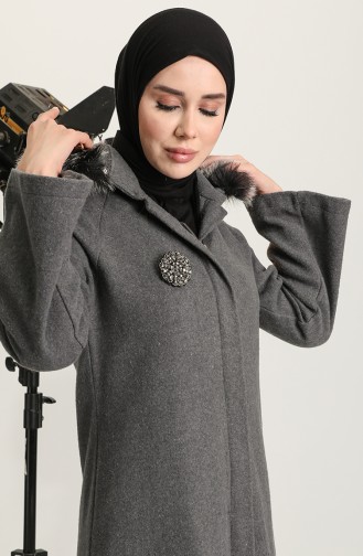 Manteau Cousu Avec Broche 611571-02 Gris 611571-02