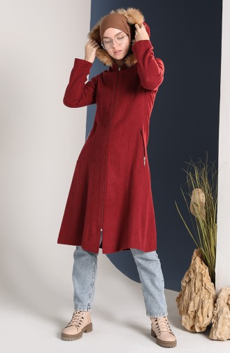 Kürklü Kaşe Kaban 612980-03 Bordo