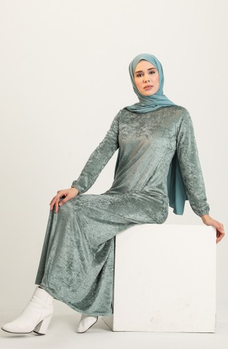 Green Almond Hijab Dress 8902-07