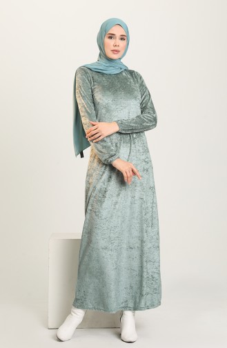 Green Almond Hijab Dress 8902-07