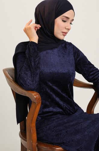 Navy Blue İslamitische Jurk 8902-08