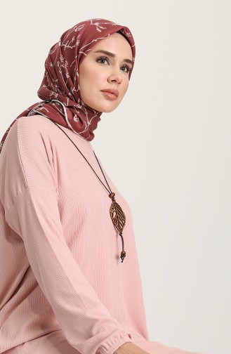 Yarasa Kol Kolyeli Tunik 1591-04 Pudra