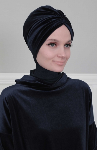 Dunkelblau Praktischer Turban 4K-02