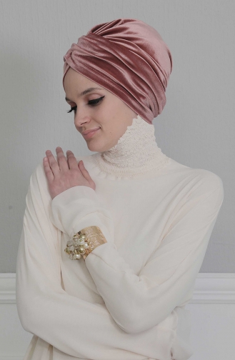 Beige-Rose Praktischer Turban 9K-01