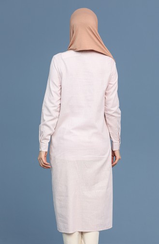 Cep Detaylı Uzun Tunik 7076-10 Açık Pembe