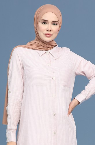 Cep Detaylı Uzun Tunik 7076-10 Açık Pembe