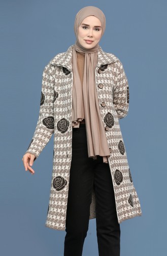 Triko Desenli Hırka 4064-01 Vizon