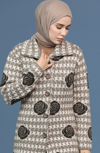 Triko Desenli Hırka 4064-01 Vizon