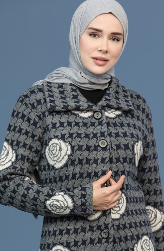 Triko Desenli Hırka 4064-02 Lacivert