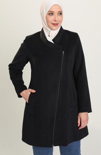 Zippered Stamp Coat 1778-01 Navy Blue 1778-01