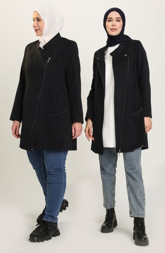 Zippered Stamp Coat 1778-01 Navy Blue 1778-01