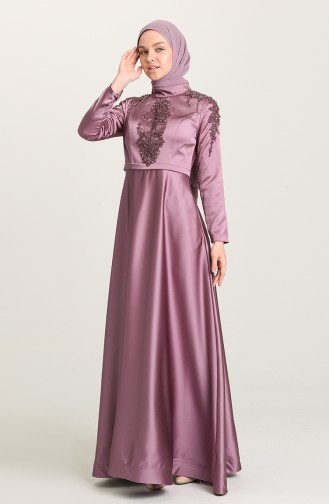 Violet Hijab Evening Dress 4902-02