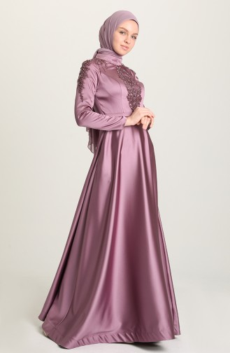 Violet Hijab Evening Dress 4902-02