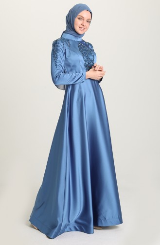 Indigo Hijab Evening Dress 4902-05