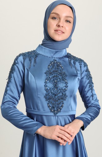 Indigo Hijab Evening Dress 4902-05