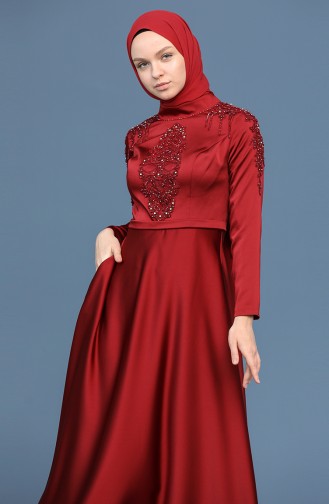 Claret red İslamitische Avondjurk 4902-07