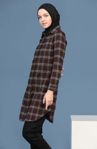 Plaid Tunic 2545-03 Claret Red 2545-03