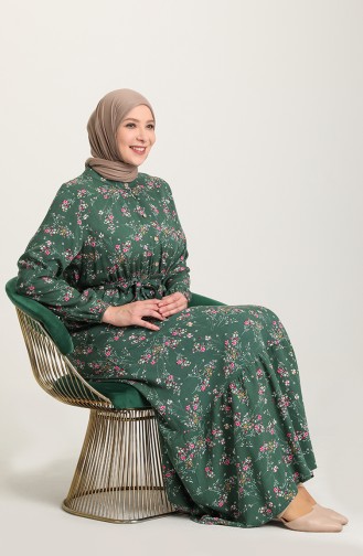 Grün Hijab Kleider 5068-02