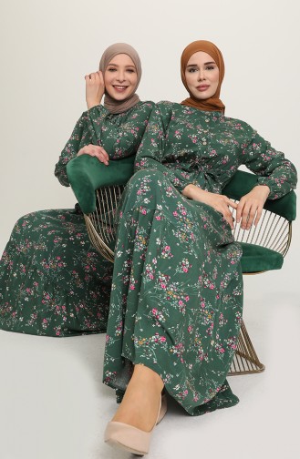 Grün Hijab Kleider 5068-02